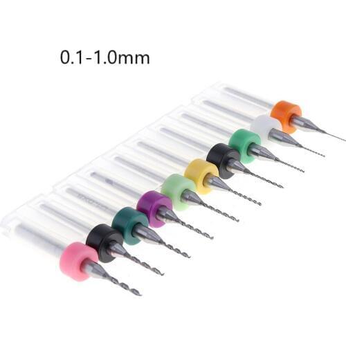 10pcs/Set 0.1-1.0mm/0.3-1.2mm/1.1-2mm Solid Carbide PCB Drill Bit Nozzle Cleaning Cleaner for Extruder 3D Printer Accessories