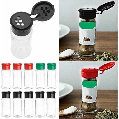 10pcs Plastic Spice Jar Salt Pepper Shakers Seasoning Jar Barbecue BBQ Condiment Vinegar Bottles Kitchen Containers For Spices