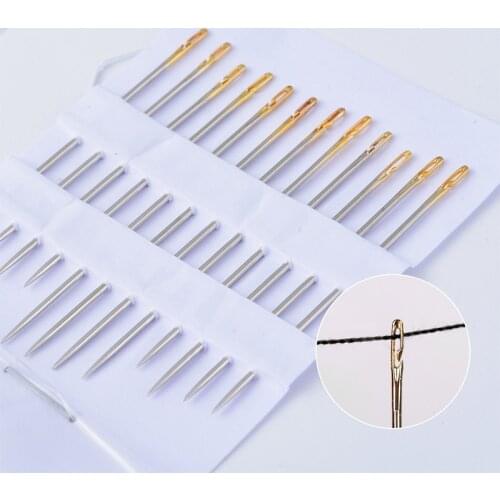 12Pcs Sewing Needle Stainless Steel Hand Sewing Needles Easy Thread Large Eye DIY Embroidery Tapestry Sweaters Knitting Tools