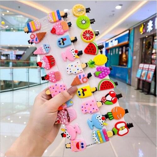 30Pcs/Set Girls Hair Accessories Hair Clips Cute Hairclip Cartoon Hairpins Ice Cream Barrette Mini Headdress Hair Clips for Kids