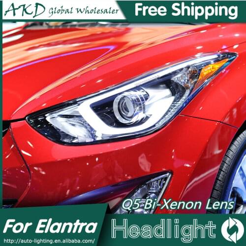 AKD Car Styling Head Lamp for Hyundai Elantra Headlights Elantra LED Headlight Korea Design DRL Bi Xenon Lens Parking Fog Lamp