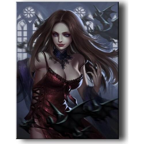 5D DIY Diamond Painting By Numbers Sexy Vampire Woman Scenery Diamond Embroidery Mosaic Cross Stitch Art Home Decor Gift A2318