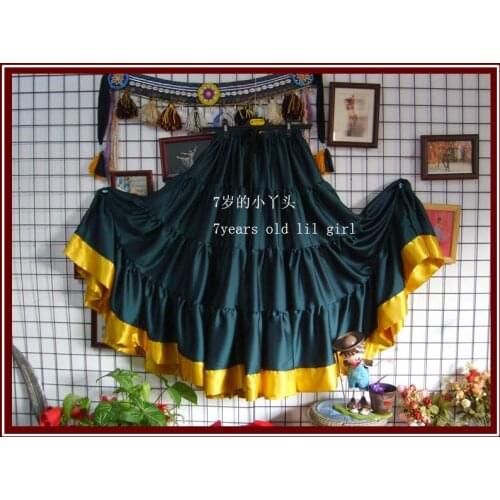 ATS tribal belly dance Satin silk 4 layer 16yards skirt with lace with border 8EX03-14