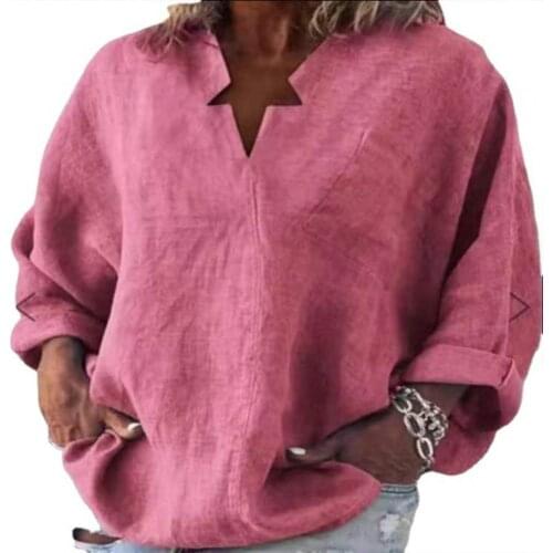 Plus Size Women Blouse Solid Color V Neck Casual Female Shirts Summer Long Sleeve Hollow Out Loose Blouses Top Party blusas