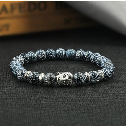 Natural Tiger Eye Black Lava Stone Bracelet for Men Woman Yoga Prayer Beads Buddha Head Charm Bracelets Fashion Jewelry Pulseira