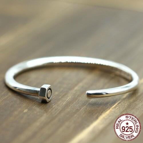 100% S925 man woman bracelet retro personality simple jewelry rivet opening a lifetime bracelet to send a gift of love 2018 hot