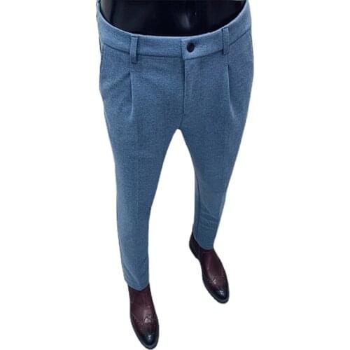 Brand clothing Mens Plus Suit Trousers Autumn and Winter New Slim Foot Pants Business Formal Pants Fashion Casual Trousers 36