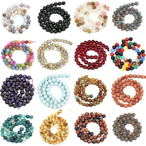 4-12mm Natural Stone Bead Round Smooth Loose Garnet Red Glass Stone Bead For Jewelry Making DIY Charm Bracelet Necklace Handmade