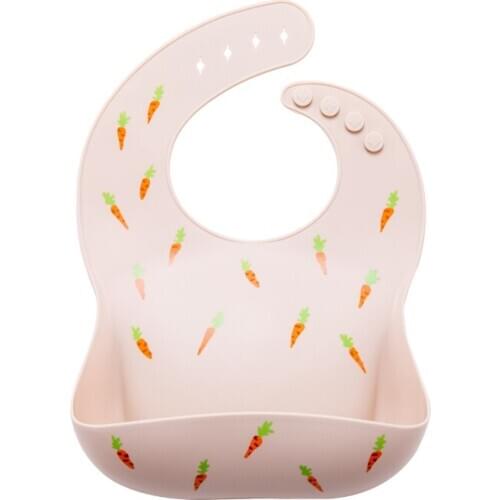 Baby Bibs Silicone Waterproof 1PC Button Feeding Baby Stuff For Newborn Childrens Things For Boy Bib With Pocket