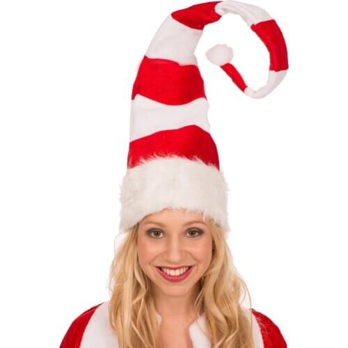 Unisex Women Men Long Santa Hats Fedoras Christmas Striped Plush Santa Hat Party Favors Novelty Holiday Headwear Xmas Gift