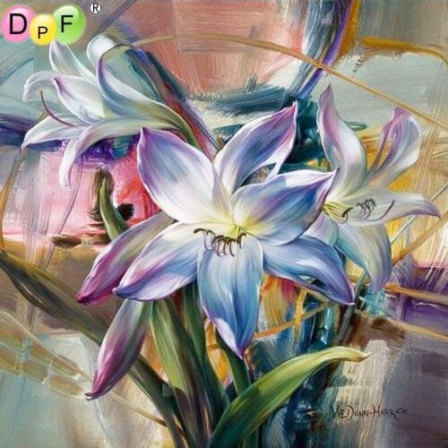 DPF 5D full Round DIY Magic Cube Diamond Painting purple orchid Cross Stitch Crafts Diamond Embroidery Mosaic Home Art Decor