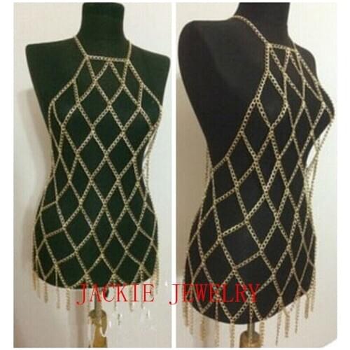 HOT SALE! Fashion B633 Women Gold Chains Unique Design Sexy Harness Body Chains Layers Dressing Chains Jewelry 3 Colors