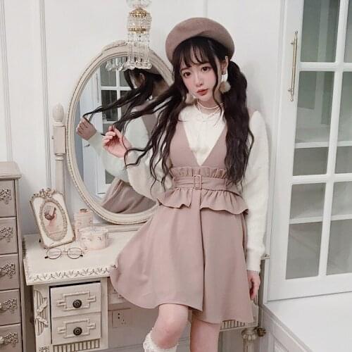 KEQI BOBON21 2018 NEW Value detachable fungus lace belt x petal strap skirt vest skirt dress B1668