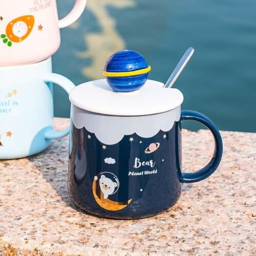 Universe Coffee Mugs Creative 3D Planet Cups With Lid Ceramic Milk Oat Beverages Breakfast Pot Funny Cup Gift For Kids Cup