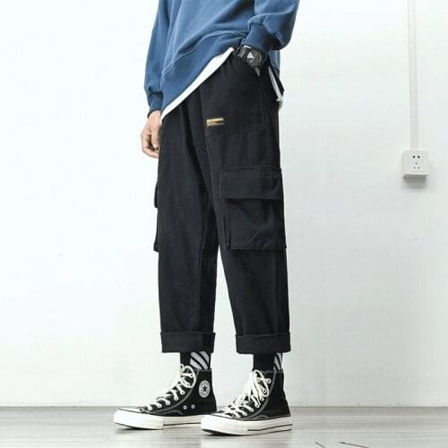 Ins Overalls Mens Tide Brand Loose Wild Straight-leg Pants Spring Japanese Casual Trousers Korean Streetwear Harem Pants Men