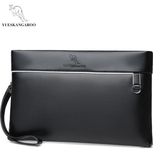 Wallet men genuine leather fashion Business mens Clutch money bag Zipper Envelope Wallet Slim Handbag Cow Leather Male Purse