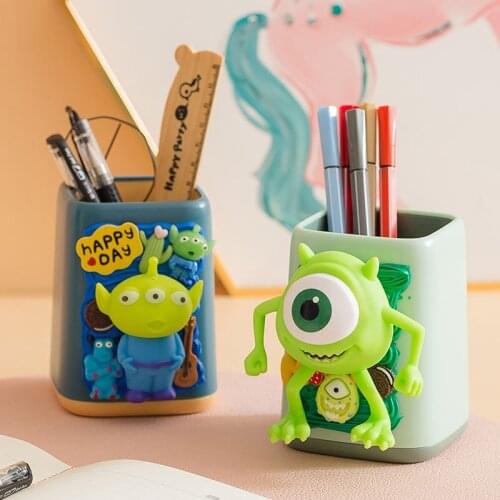 Creative Cartoon Pen Holder Student Desktop Multi-purpose Storage Simple Pencil Case Two-color Nordic Style Fashion Storage Box