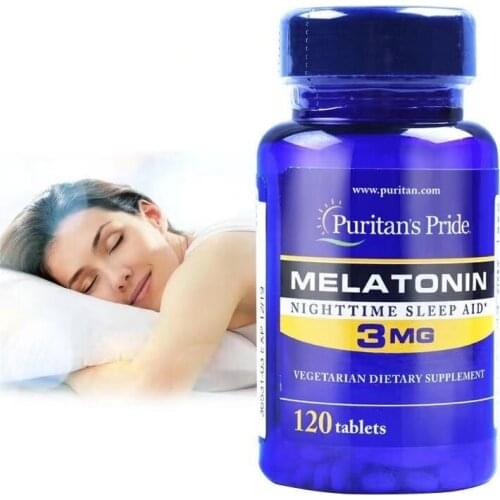 Hot sale Strength Melatonin simulation 1bottle 3mg*120pcs Help improve sleep Delays aging free shipping