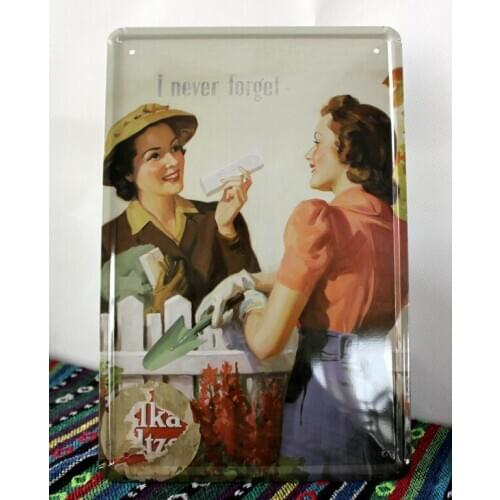 50pcs/lot Metal Sign shabby chic I never forgot painting Tin plate Sign pub home Wall Decor Retro Metal Art Poster G-50 20*30cm