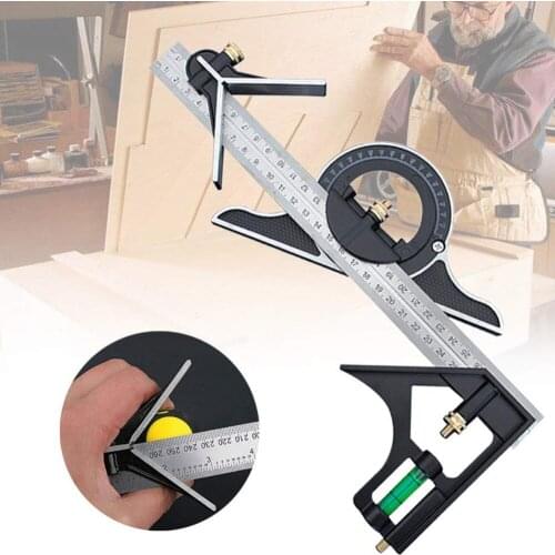 Stainless Steel Multifunctional Ruler Adjustable Sliding Combination Angle Ruler Protractor Level Measuring Tool