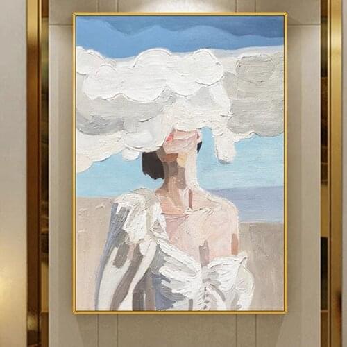 Fashion Figure Wall Decor On Canvas Hand-painted Abstract Gold Golden Abstract Oil Painting For Living Room Hotel coffee House