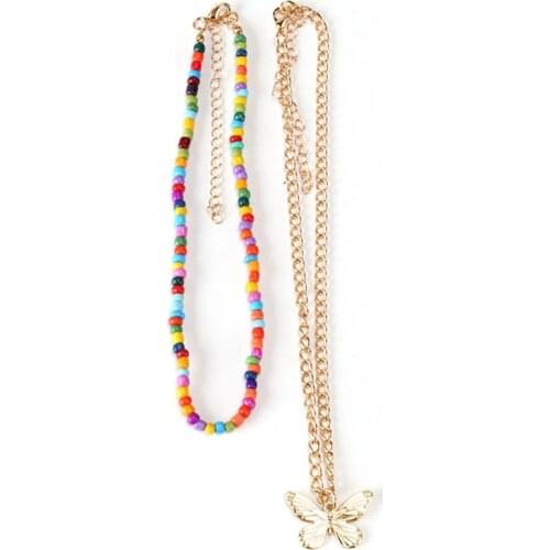 Bohemian Style Choker Set Fashion Creative Butterfly Choker Beaded Necklace Jewelry Accessories Beach Party Dress Up For Women