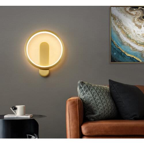 New LED Wall Lamp Gold Luxury Ring Round Lighting Aisle Living Room Sconce Modern Minimalist Kitchen Bedroom Bedside Mirror Lamp