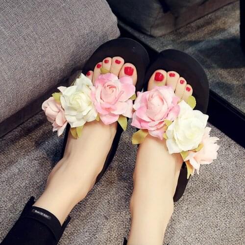 6cm High Heel Womens New Outer Wear Thick-soled Beach Sandals Slippers Wedge Flip-flops Flip-flops Sandals Women Home Slippers