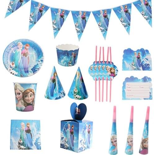 Princess Frozen 2 Theme Party Disposable Tableware Disney Girls Cartoon Gift Bag Cups Decorations Birthday Baby Shower Supplies