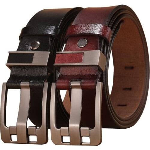 Men Pin Buckle Belt Real Genuine Leather Men Jeans Waist Belt for Men Male Vintage Cowskin Belts 160 170 120 130 140 150cm Belts