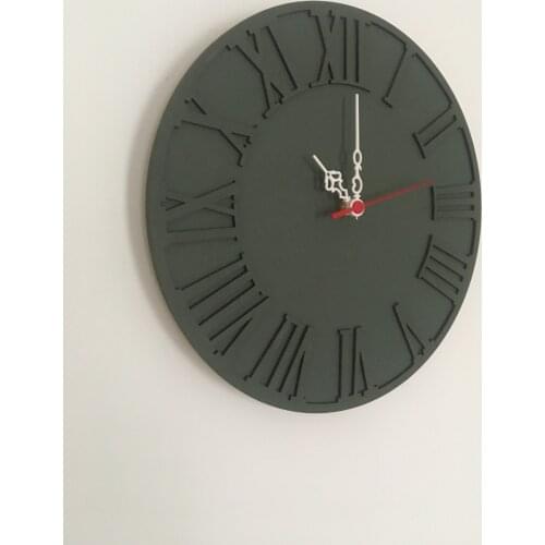 North Designed Mildew Green Roman Decorative Wall Clock 30 Cm