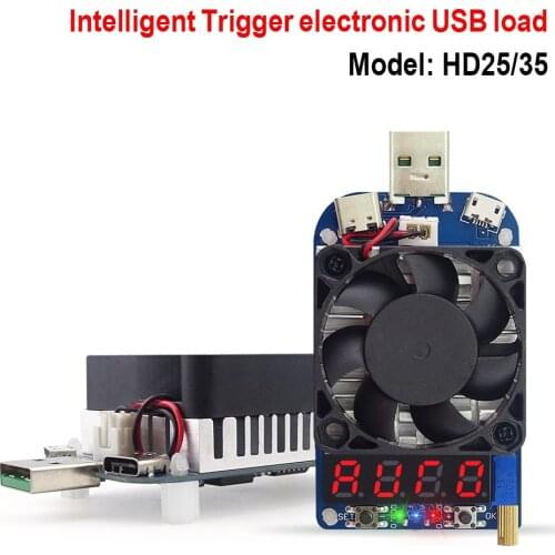 HD25 HD35 Trigger QC2.0 QC3.0 Electronic USB Load Resistor Discharge Battery Test Adjustable Current Voltage 35w