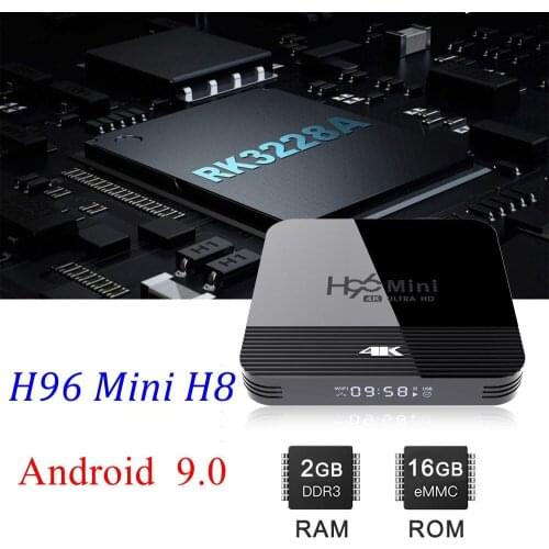 5pcs Android 9.0 TV Box H96 Mini H8 RK3228A 1G 8G 2G 16G 4K H.265 2.4G 5G Dual Wifi Quad Core Media Player BT 4.0 Youtube