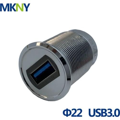 USB3.0 adapter 22mm Round Panel mount USB connector A JACK to USB A JACK biult-in USB socket Screw Coupler with led indicator
