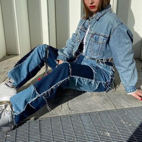 Y2k Patchwork High Waist Y2k Pants Women Cotton Jeans Harajuku Sportswear Cargo Pants With Pockets Joggers 90s Skater Trousers
