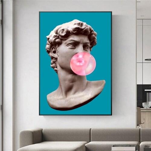 Funny Art Sculpture of David Wall Art Posters And Prints David with Balloon Canvas Paintings Canvas Art Pictures For Living Room