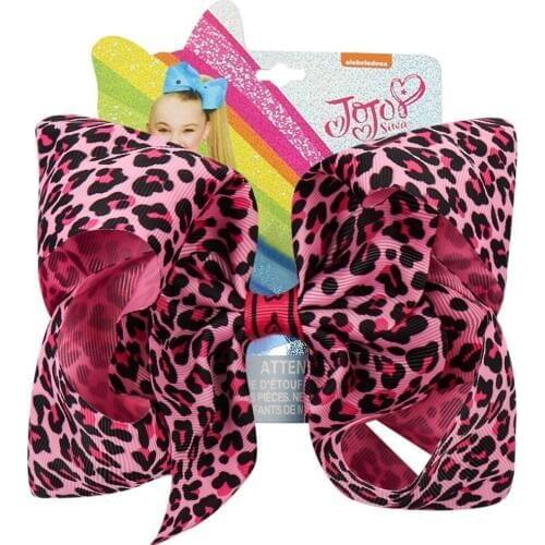 Ncmama 7'' Jojo Siwa Jojo Bows Fashion Pink Leopard Printed Hairbows Hairgrips for Girls Hair Accessories Party Kids Hair Clips