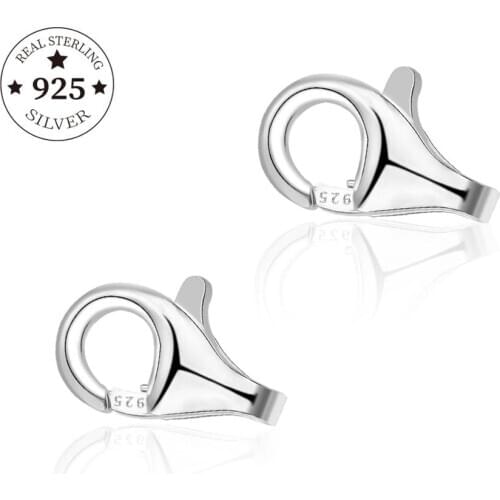 925 Sterling Silver Findings Lobster Clasp Hooks 2pcs/lot 8mm 9mm End Connectors For DIY Jewelry Making Findings Accessories