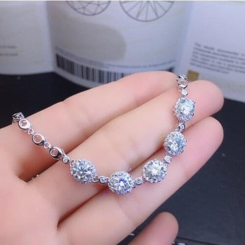 Real Moissanite D VVS Womens Bracelet 925 Pure Silver Diamond Bracelet Latest Style Hot Sale Promotion