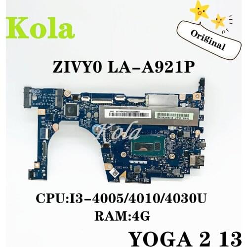 ZIVY0 LA-A921P motherboard For Lenovo YOGA 2 13 YOGA 213 laptop motherboard W/ CPU I3-4005/4010/4030U 4G RAM 100% fully tested