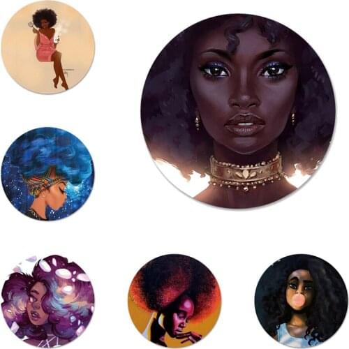 Afro Girls Icons Pins Badge Decoration Brooches Metal Badges For Backpack Decoration