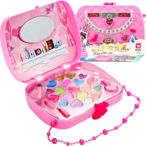 1Set Children Pretend Makeup Game Toys Hair Dryer Lipstick Girl Play House Handbag Simulation Drama Props Kids Gifts