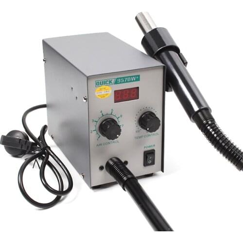 1pc 957dw+ Led Display Adjustable Hot Air Heat Gun With Helical Wind 580w Smd Rework Station