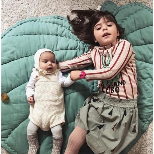 1PCS Cotton Soft Baby Kids Game Mat For Livingroom And Bedroom Rug 110cm Leaf Shape Carpet