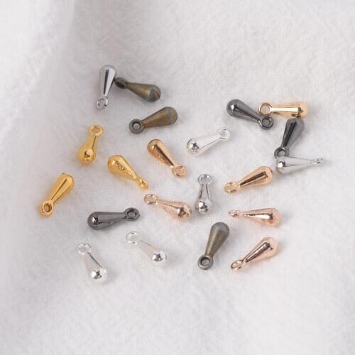 200Pcs/Lot 2x7mm 3x9mm Extender Tail Chain Droplets Charms Water Drops End Beads For DIY Jewelry Making Accessories