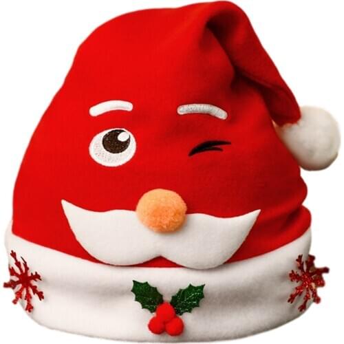 2020 Adults Children Santa Hats Novelty Funny Xmas Hat Cute Patchwork Cartoon Cap Festival Party Headwear One Size