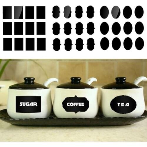 36Pcs/lot Chalkboard Lables Jar Bottle Stickers Home Kitchen Jars Blackboard Stickers Multi Size Chalkboard Labels Tag