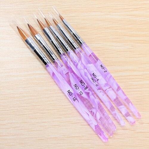 6 Different Size Acrylic Nail Art Brushes Painting Pens (NO.2,4,6,8,10,12)