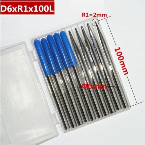 6mm*R1*10°*100L,CNC carbide wood End Mill,woodworking insert router bit,Taper ball nose end milling cutter,deep relief,pvc