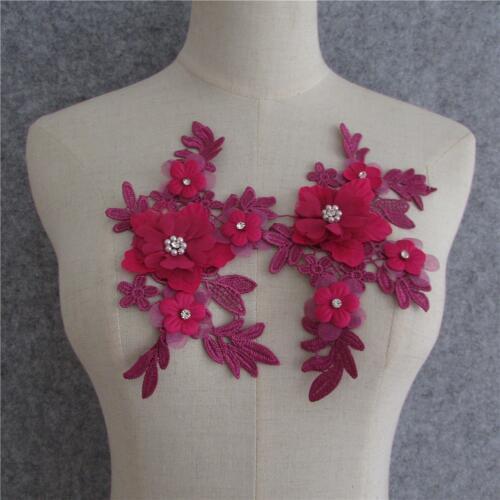 Accessories fine Venise Red Lace fabric Dress Applique motif blouse Sewing Trims, DIY neckline collar Costume Decoration